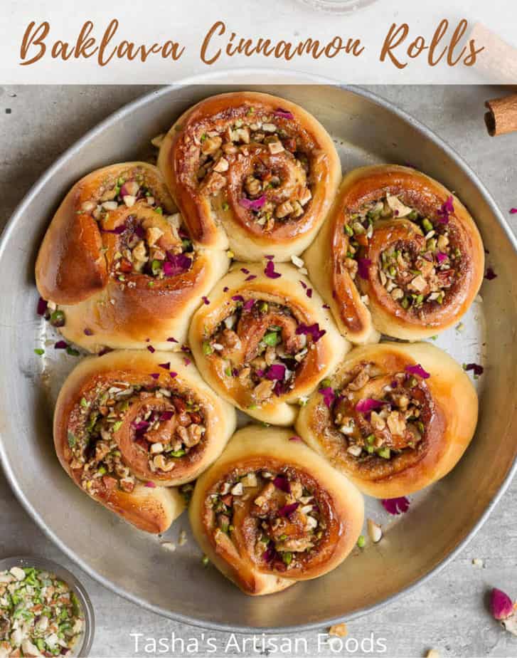 Baklava Cinnamon Rolls | Eggless easy cinnamon rolls with baklava flavors