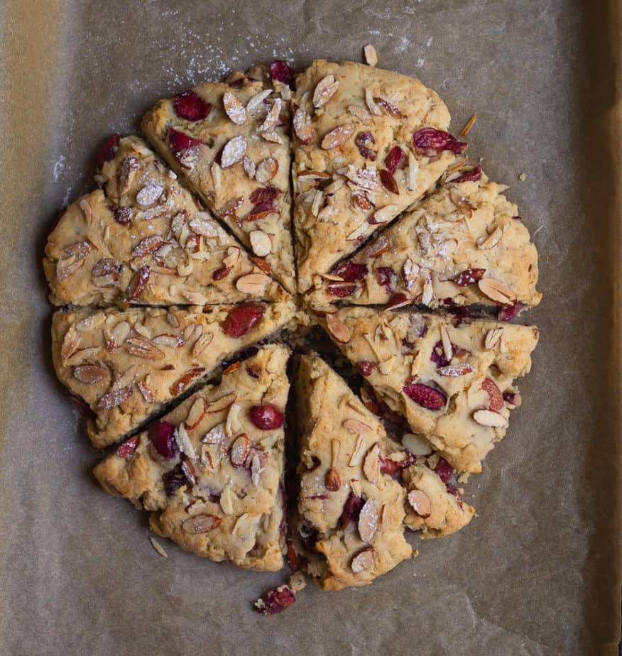 Cherry Almond Scones | Easy eggless cherry almond scones recipe