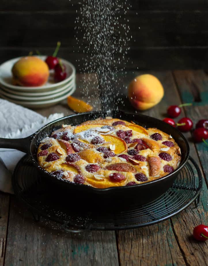 Peach Cherry Cake | Eggless Peach Cherry Greek Yogurt Cake