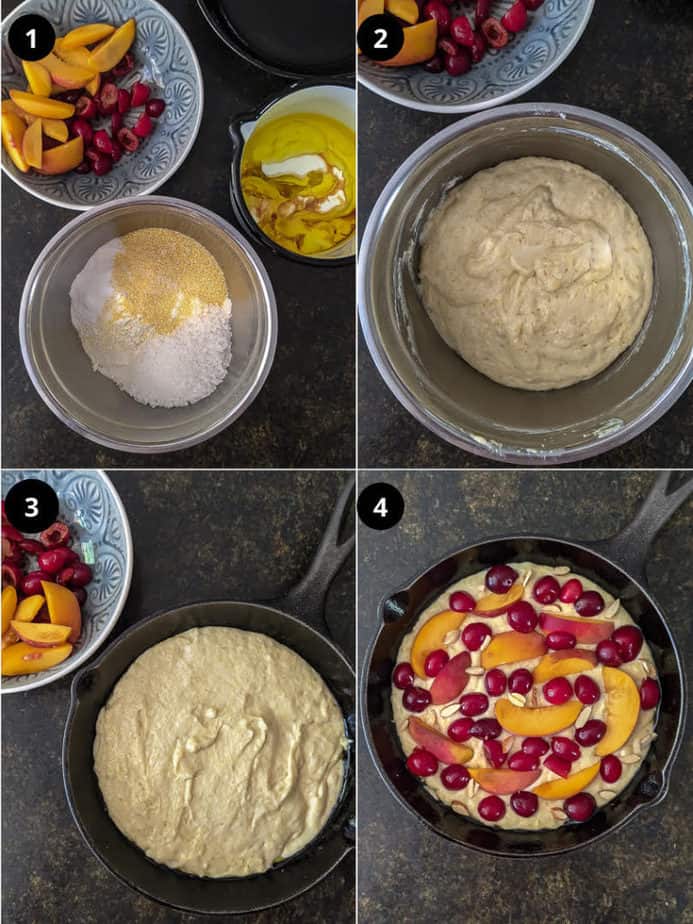 Peach Cherry Cake | Eggless Peach Cherry Greek Yogurt Cake