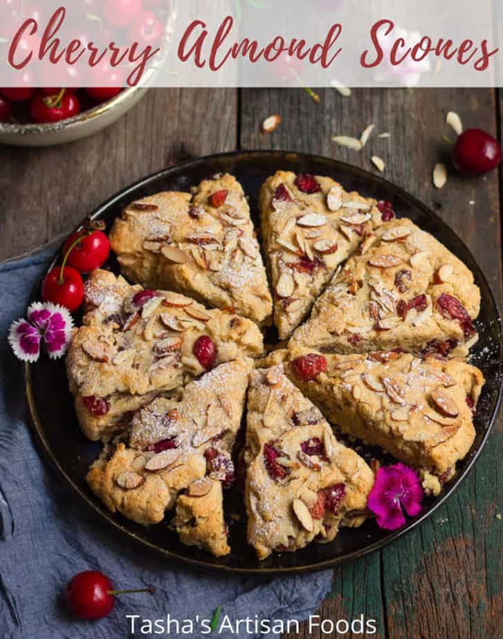 Cherry Almond Scones | Easy eggless cherry almond scones recipe