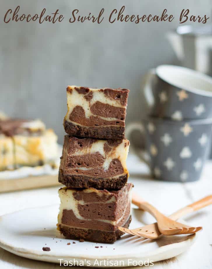 Chocolate Swirl Cheesecake Bars | Easy Chocolate Swirl Baked Cheesecake Bars