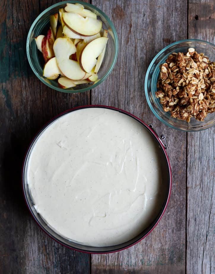 Apple Crumble Cheesecake | Eggless Apple cheesecake with Crumble
