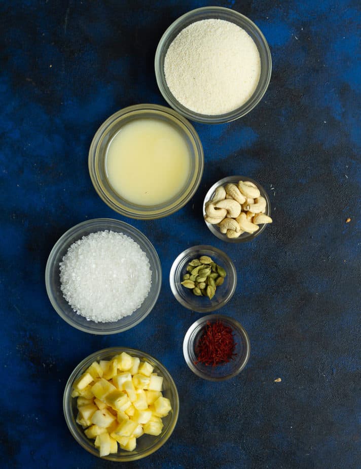 Ingredients for Pineapple Sheera | Pineapple Kesari | Pineapple Halwa