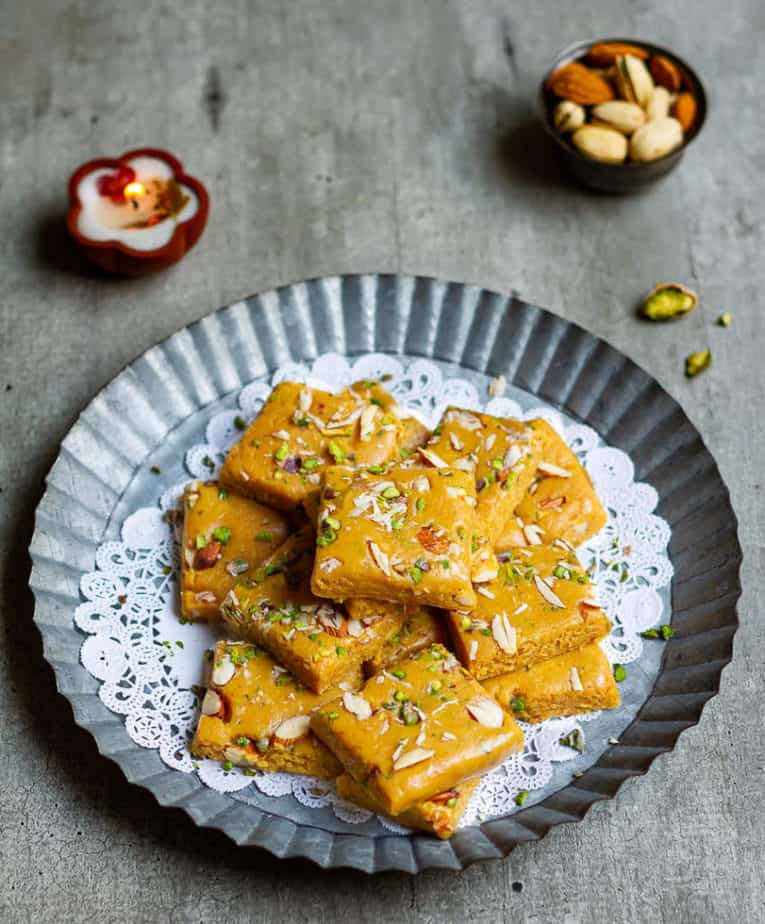 Besan Burfi with Condensed Milk | Besan Burfi with Milkmaid