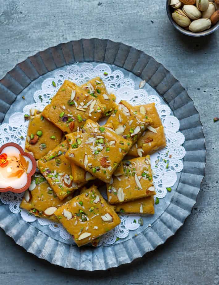 Besan Burfi with Condensed Milk | Besan Burfi with Milkmaid
