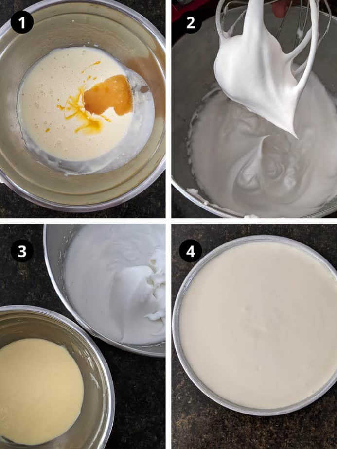 Steps for making Japanese Cheesecake.
