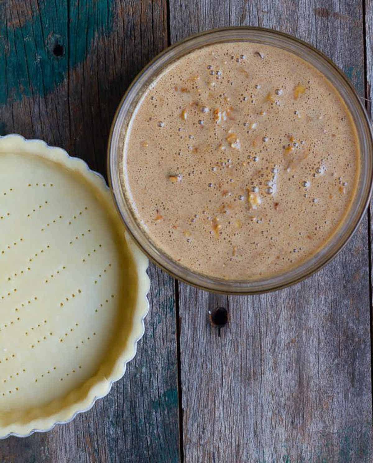 pie crust and pie filling in a bowl.