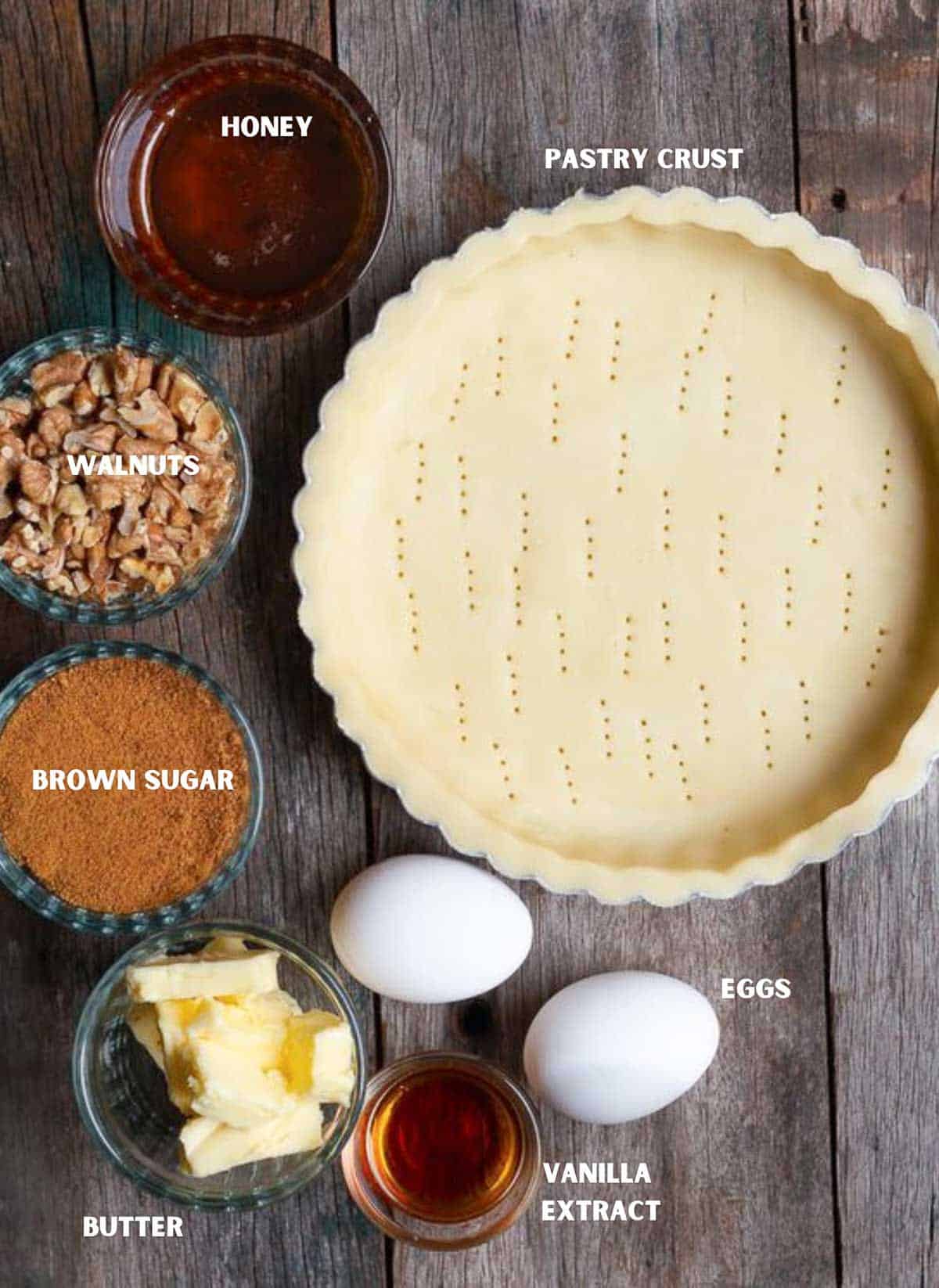 ingredients for walnut pie.