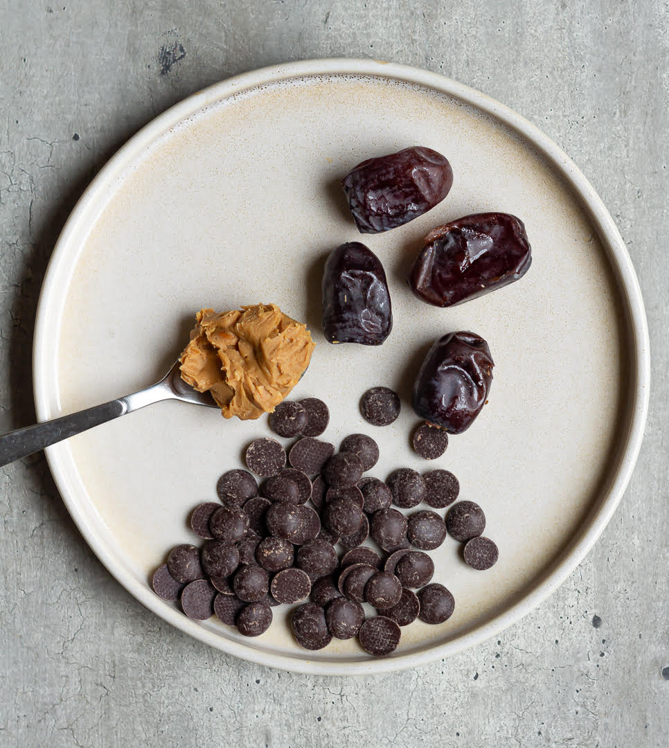 Ingredients for making Peanut Butter Stuffed Dates.