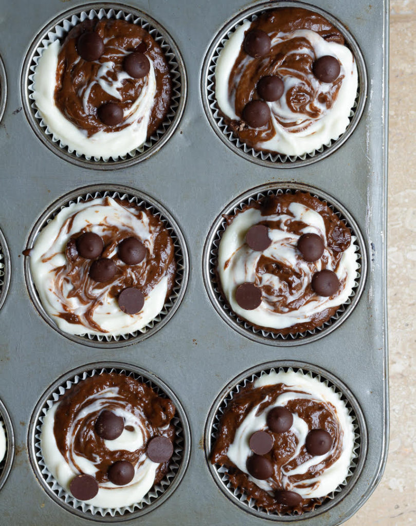 Cream cheese and chocolate swirl batters