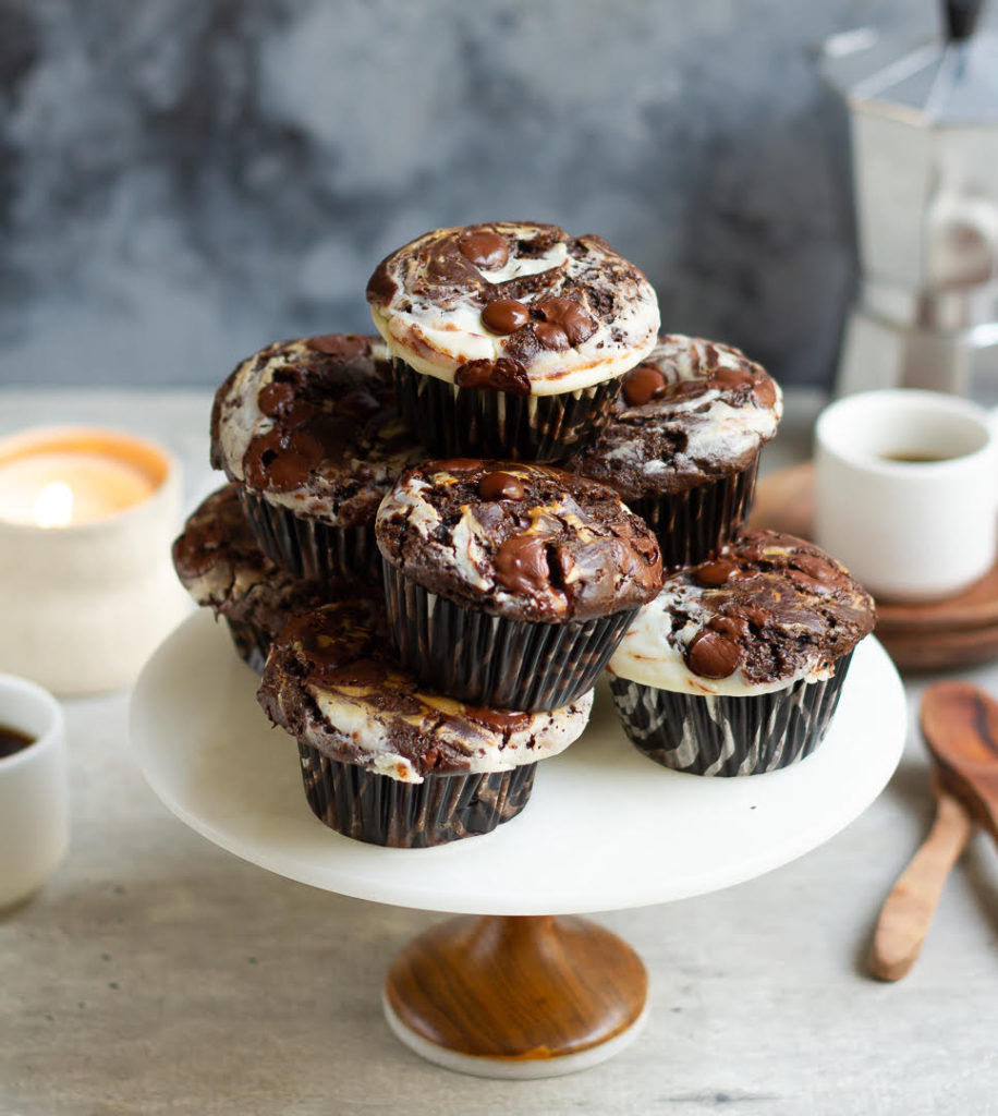 Chocolate Cream Cheese Muffins | Eggless Chocolate Cream Cheese Muffins