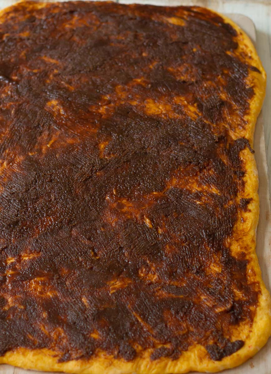 Spread cinnamon butter mixture on top
