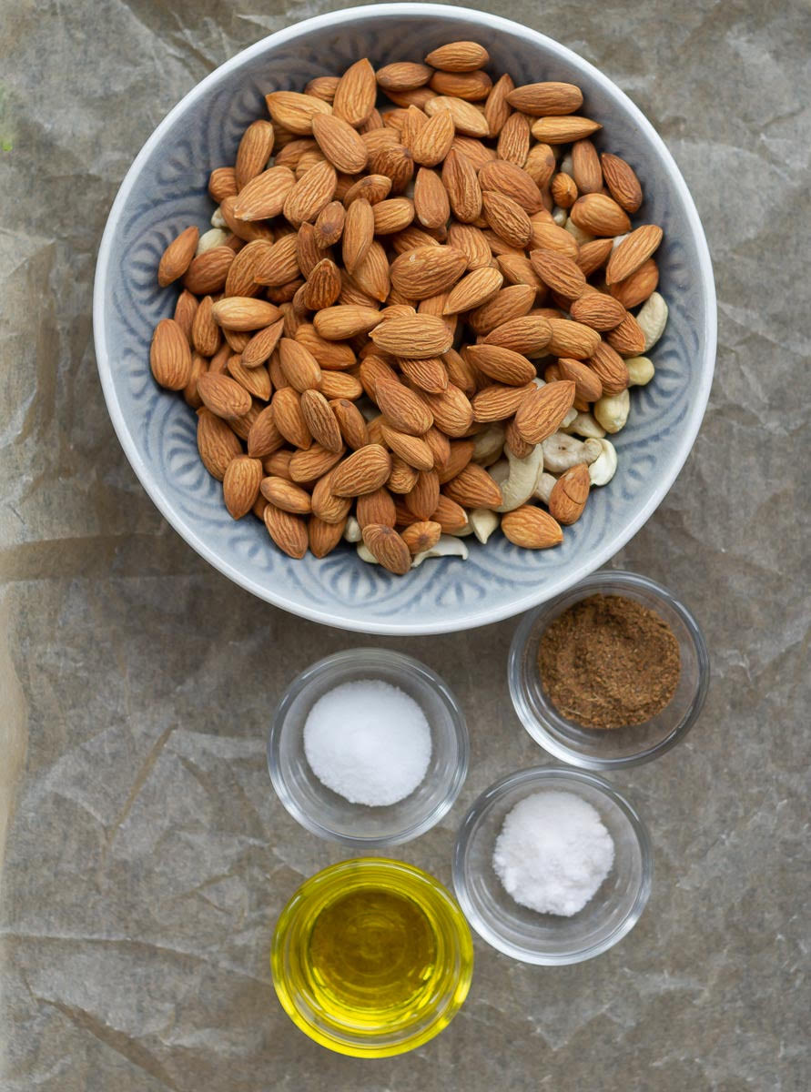 Ingredients for Masala Roasted Nuts Recipe.