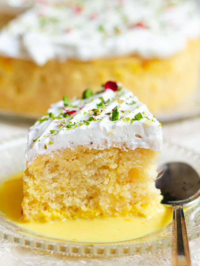 Saffron Tres Leches Cake | Saffron Milk Cake
