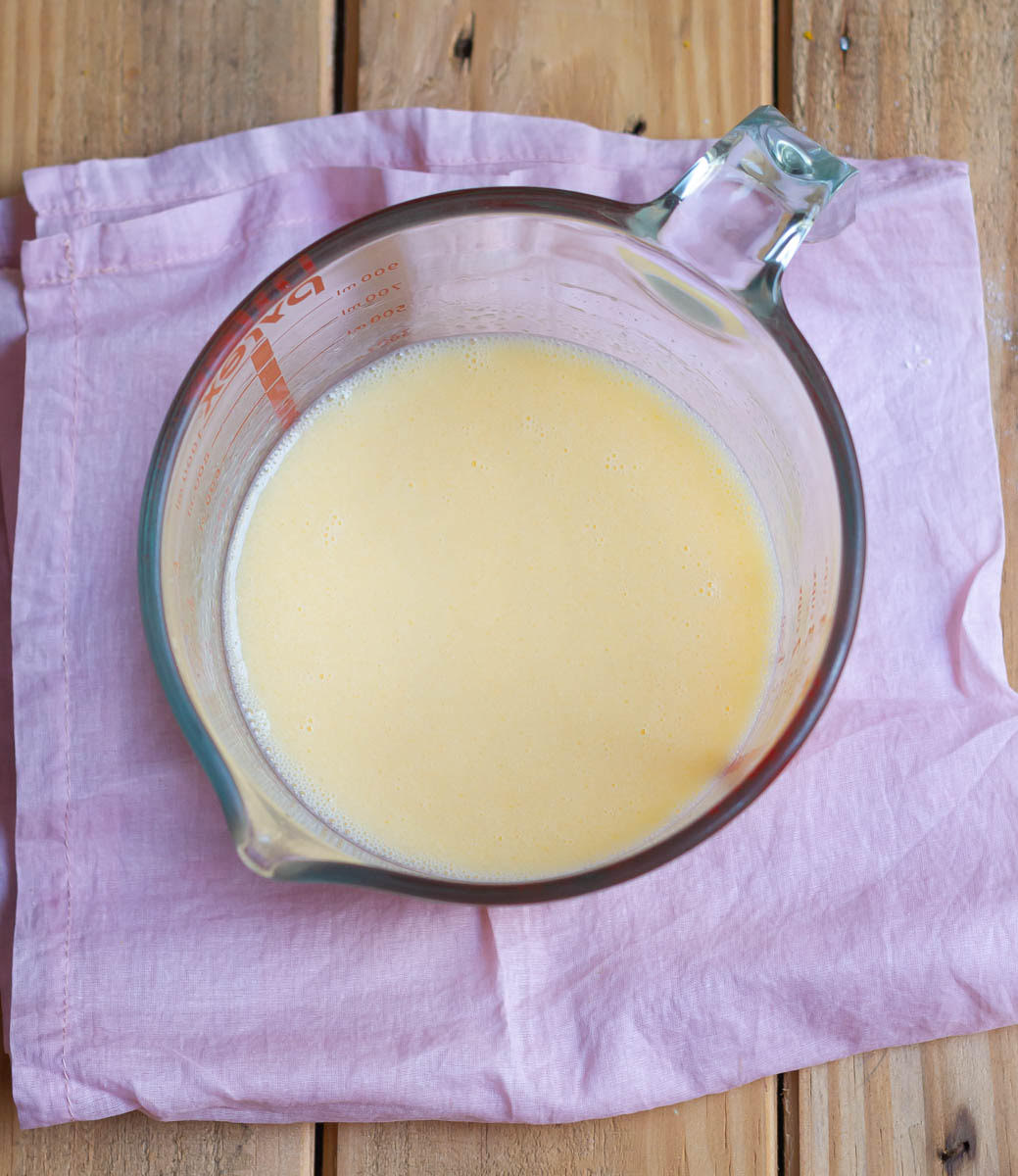 Mix wet ingredients for the bread