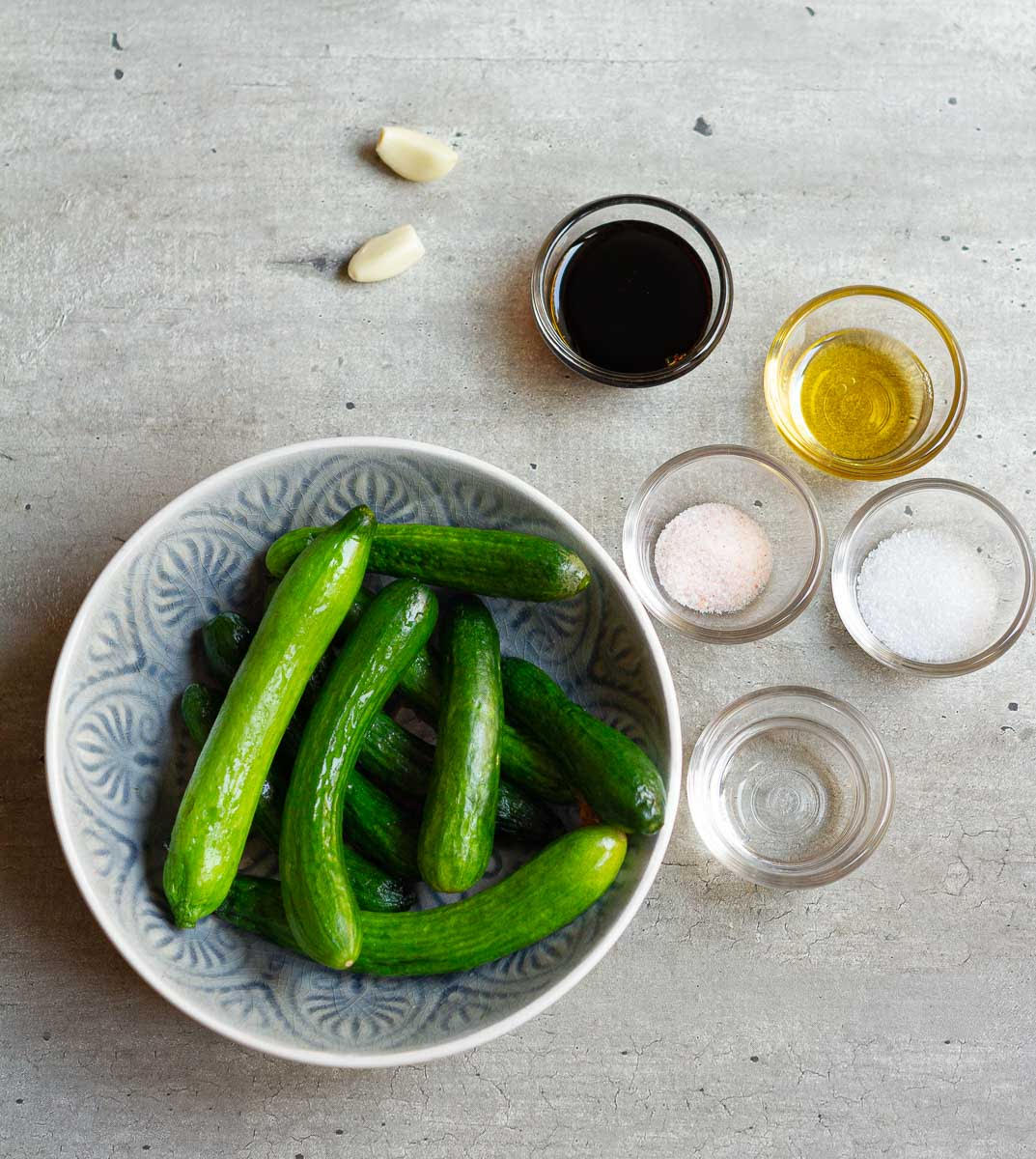 Ingredients for Smashed Asian Cucumber Salad