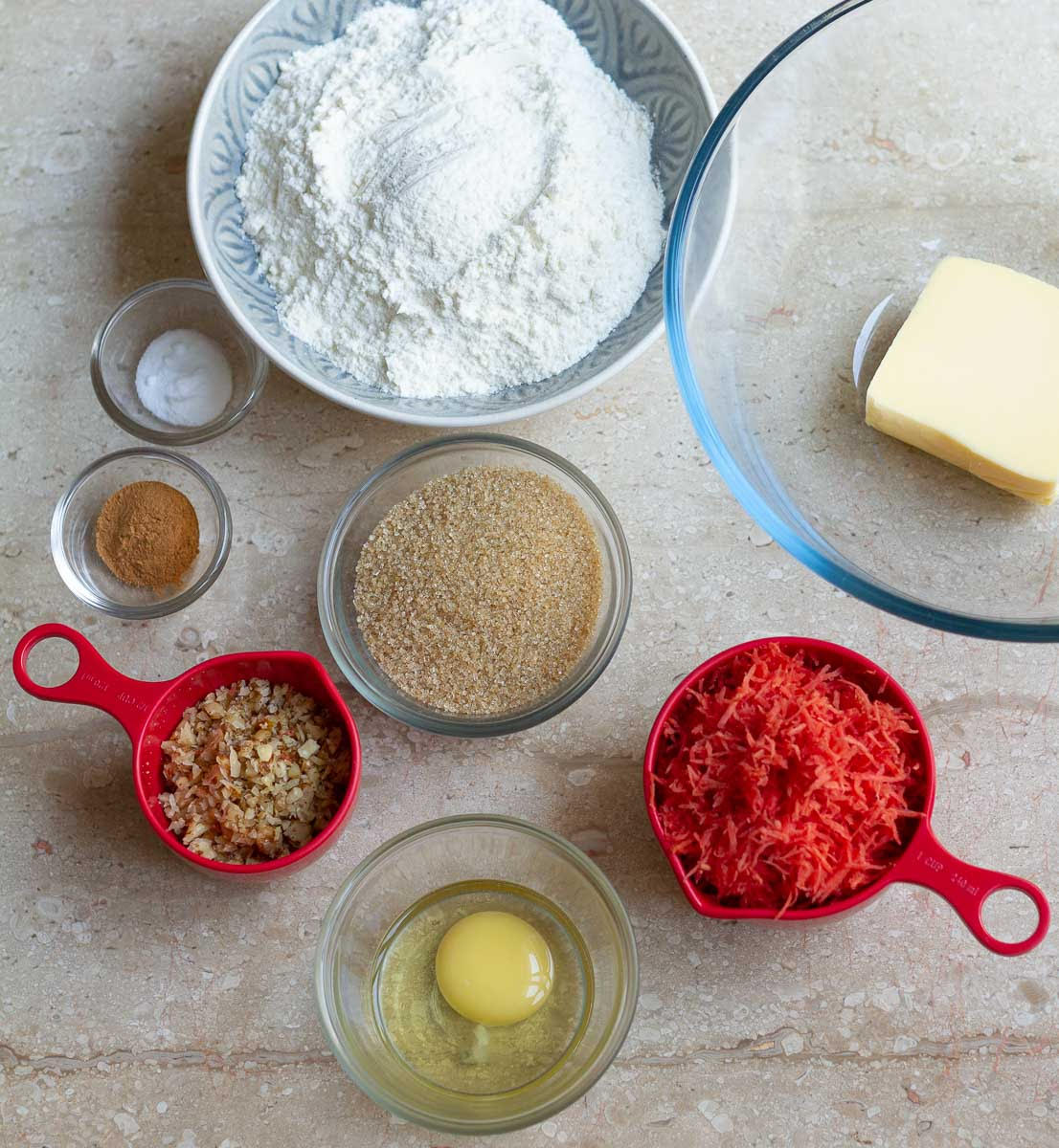 Ingredients for making carrot cake cookies.
