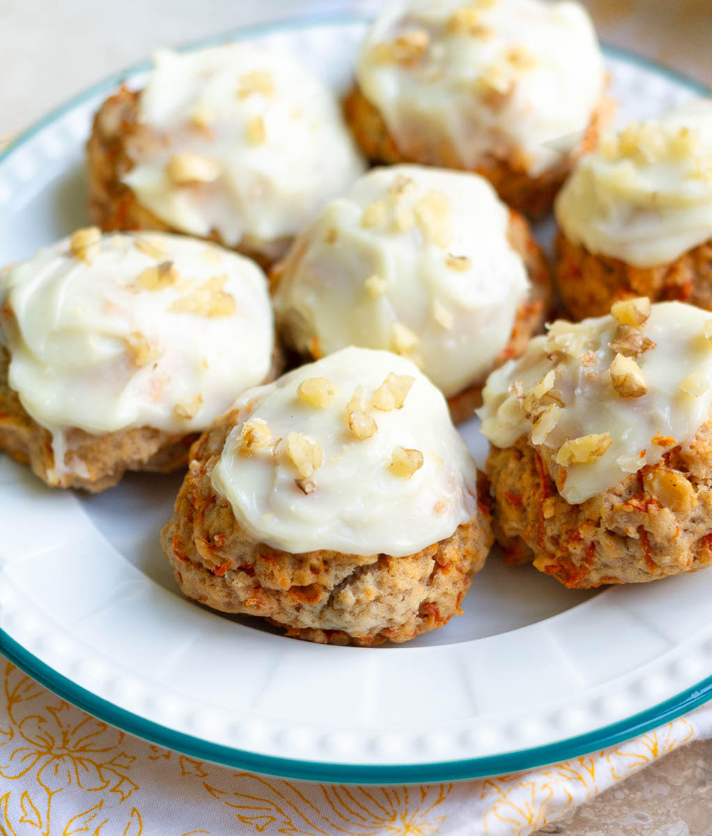 Carrot Cake Cookies on a serving plate.