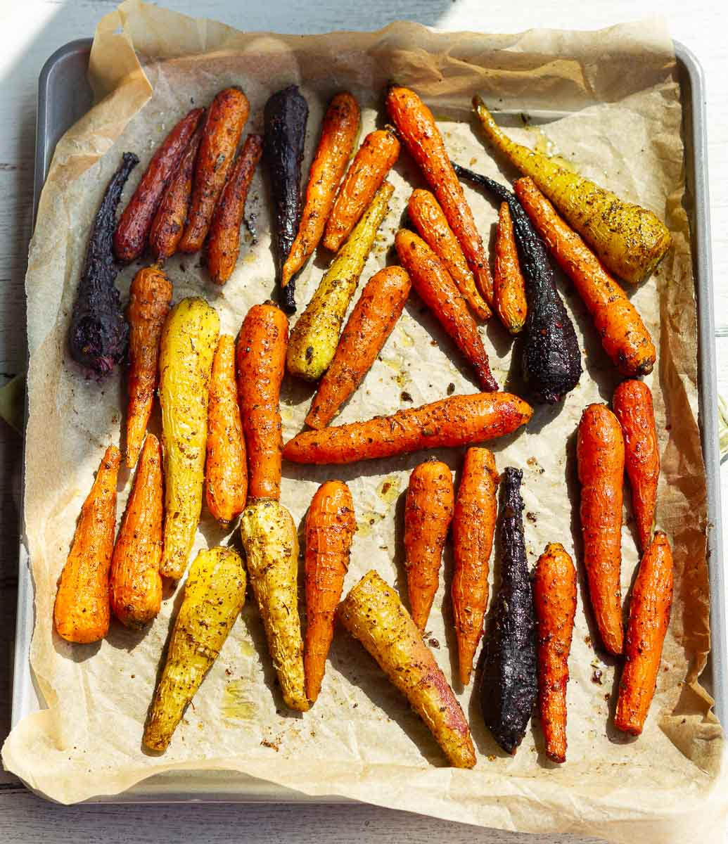 Roasted carrots out of the oven