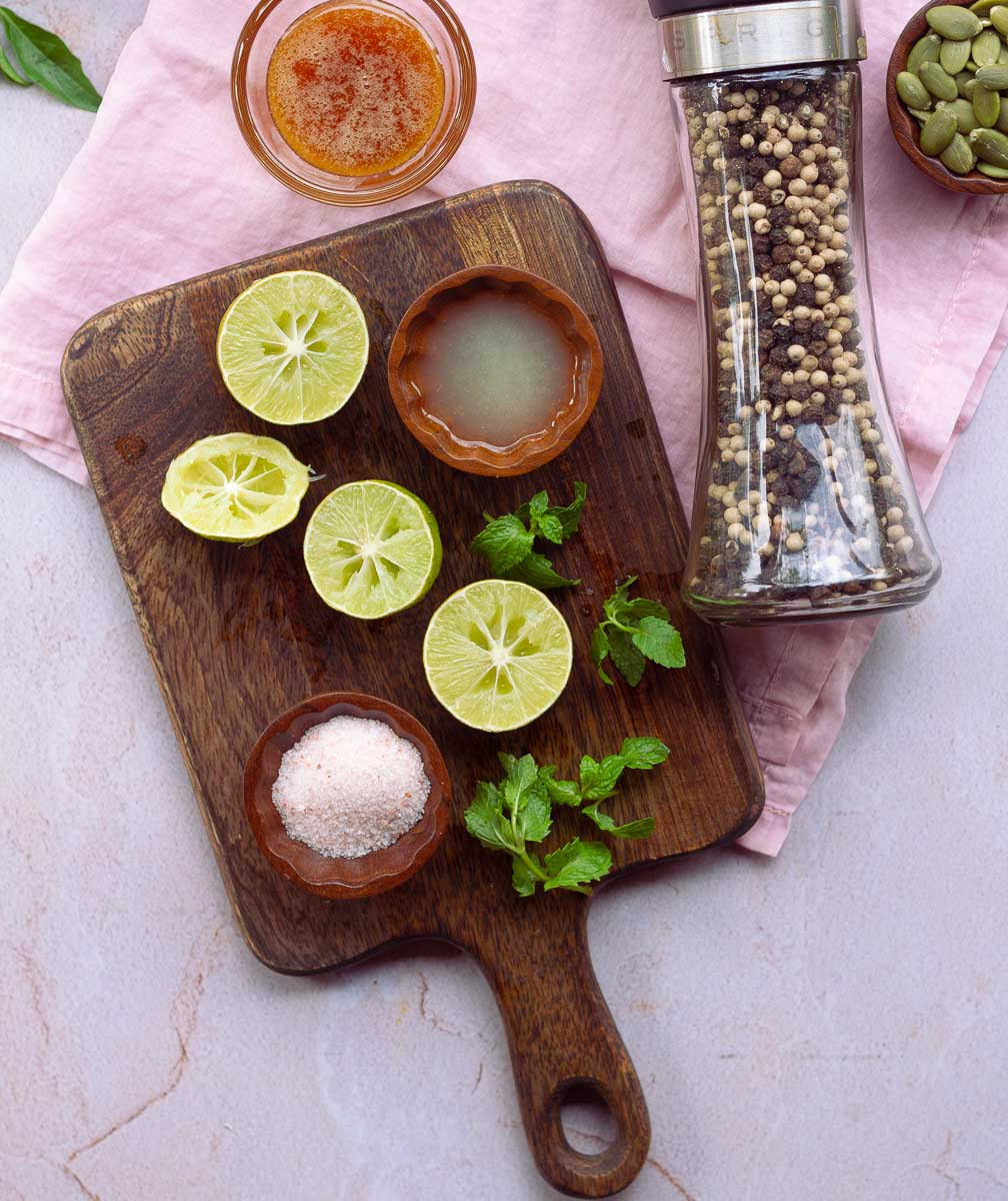 Ingredients for honey lemon dressing
