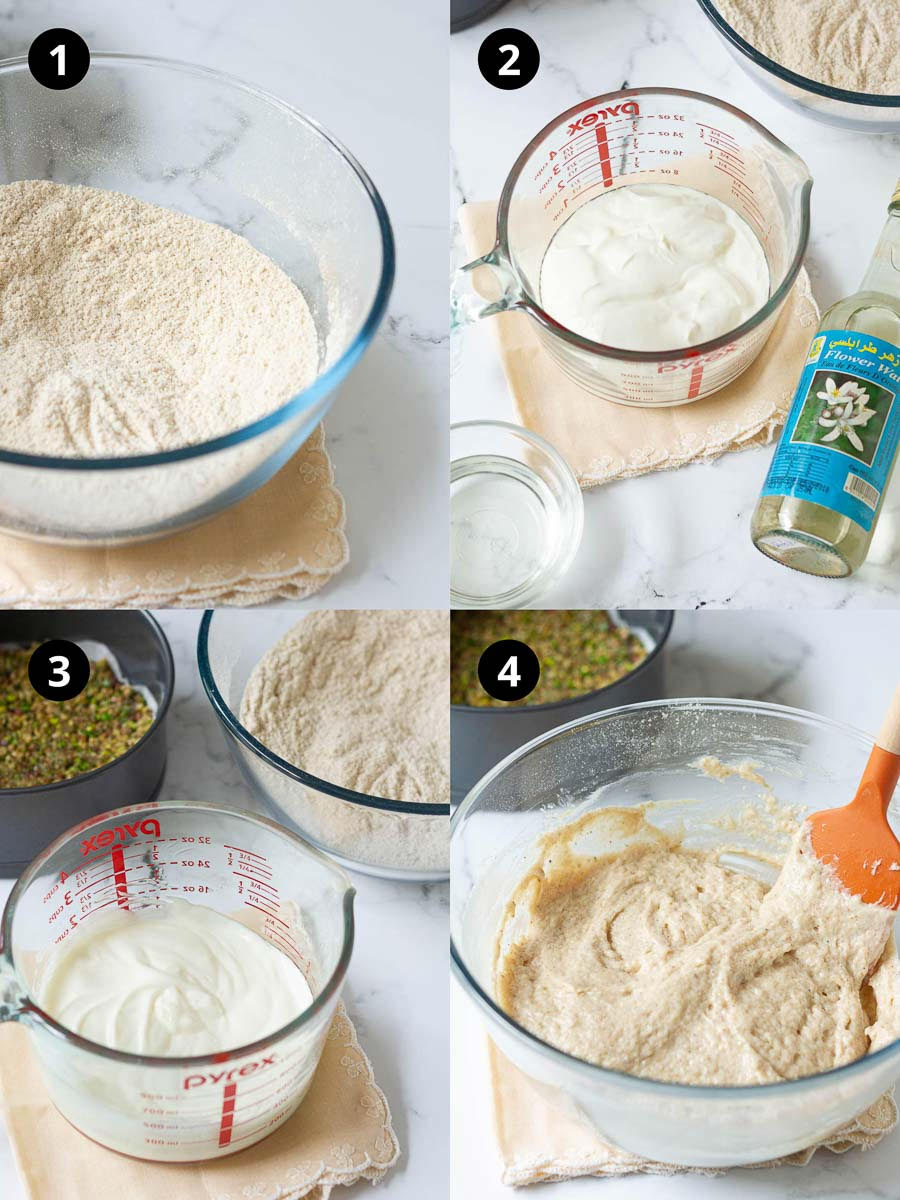 Steps for making cake batter for Baklava Cake