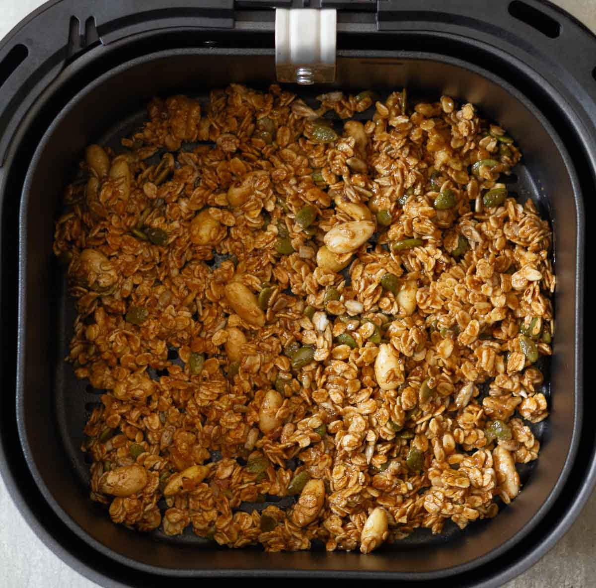 granola mixture in an air fryer