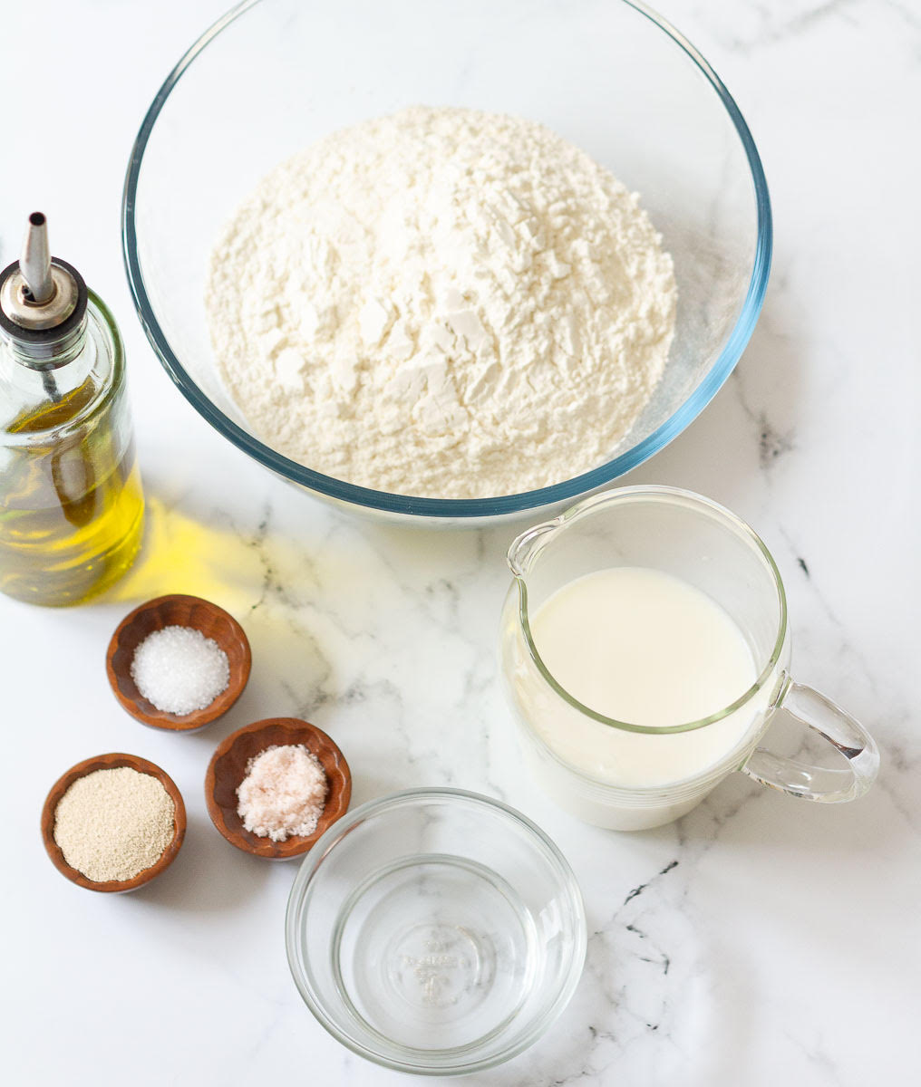 Ingredients for making Turkish Pide Bread.