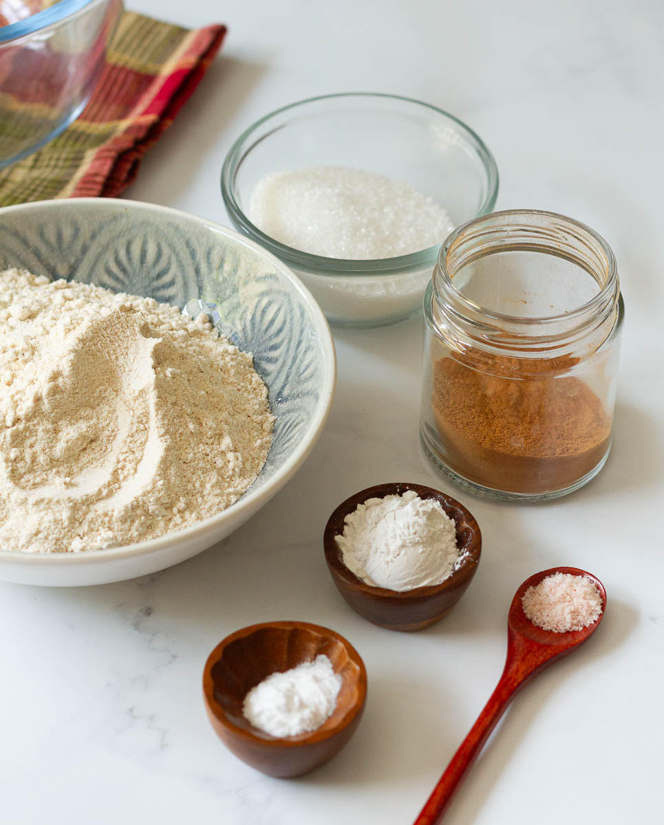 Dry ingredients for making banana bread.