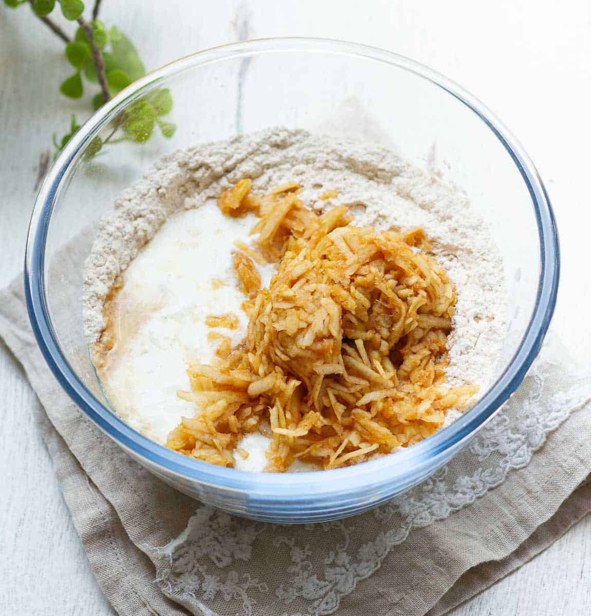 All ingredients in a glass bowl.