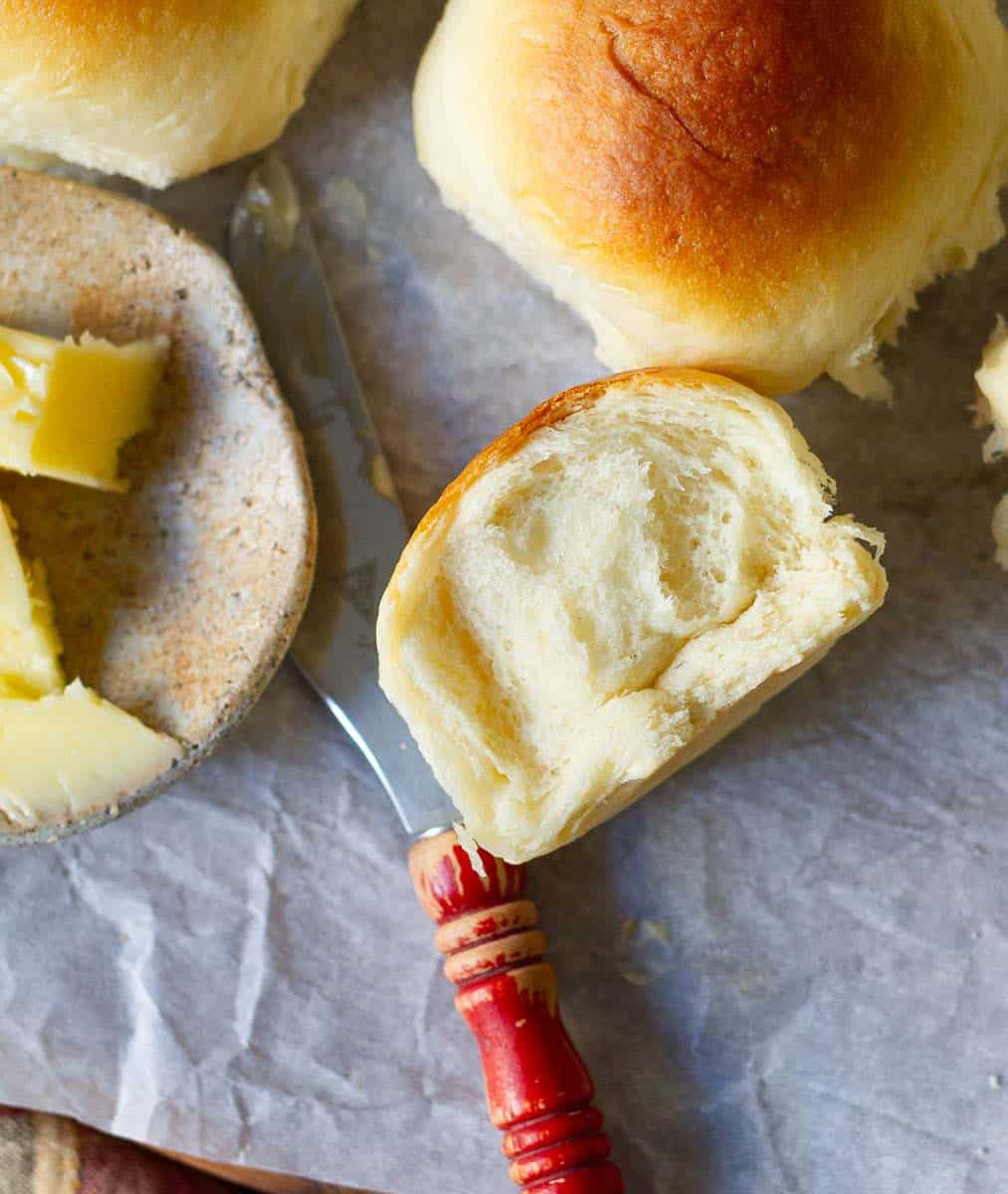 cross section of Condensed Milk Bread Rolls