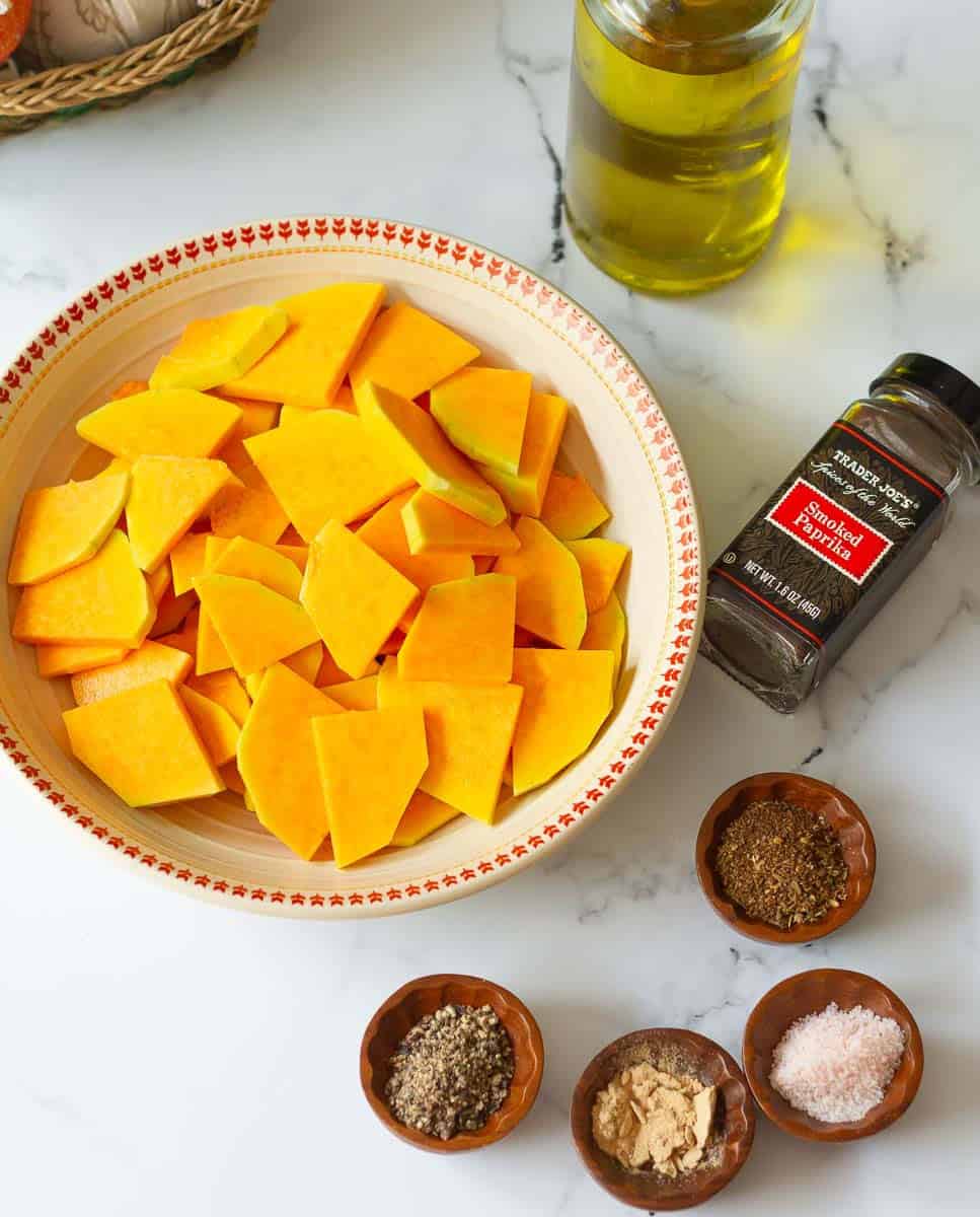 Butternut squash and spices for flatbread topping.