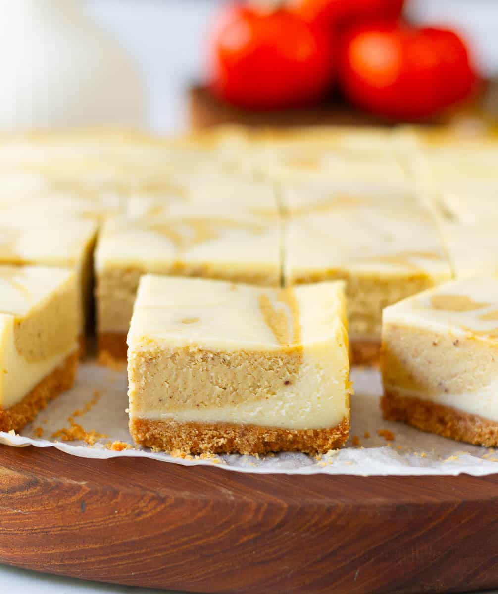 Pumpkin Swirl Cheesecake Bars