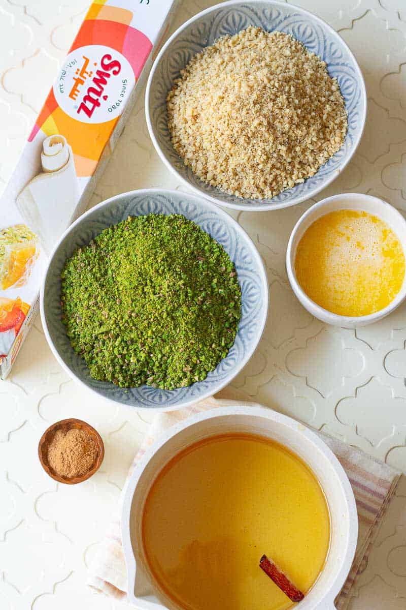 Ingredients for easy homemade baklava