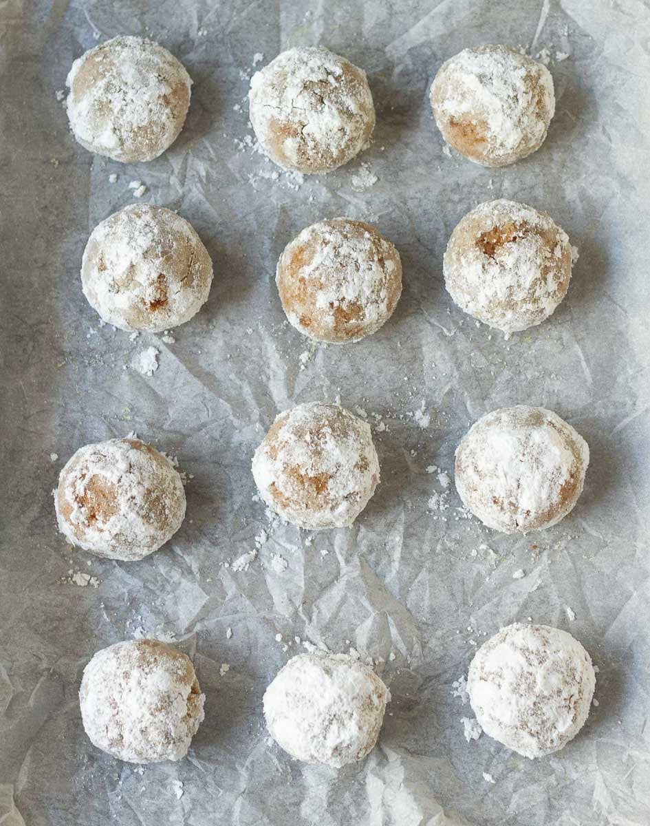 cookie dough balls coated in icing sugar