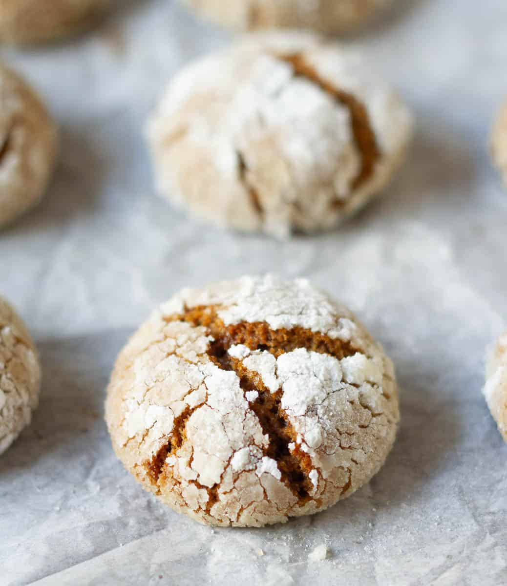 Baked gingerbread crinkle cookies
