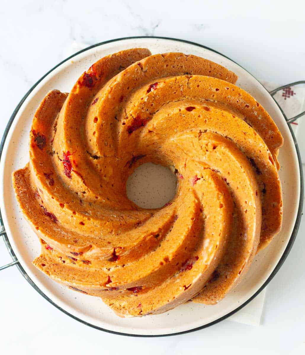 Cranberry Pound Cake on a serving platter