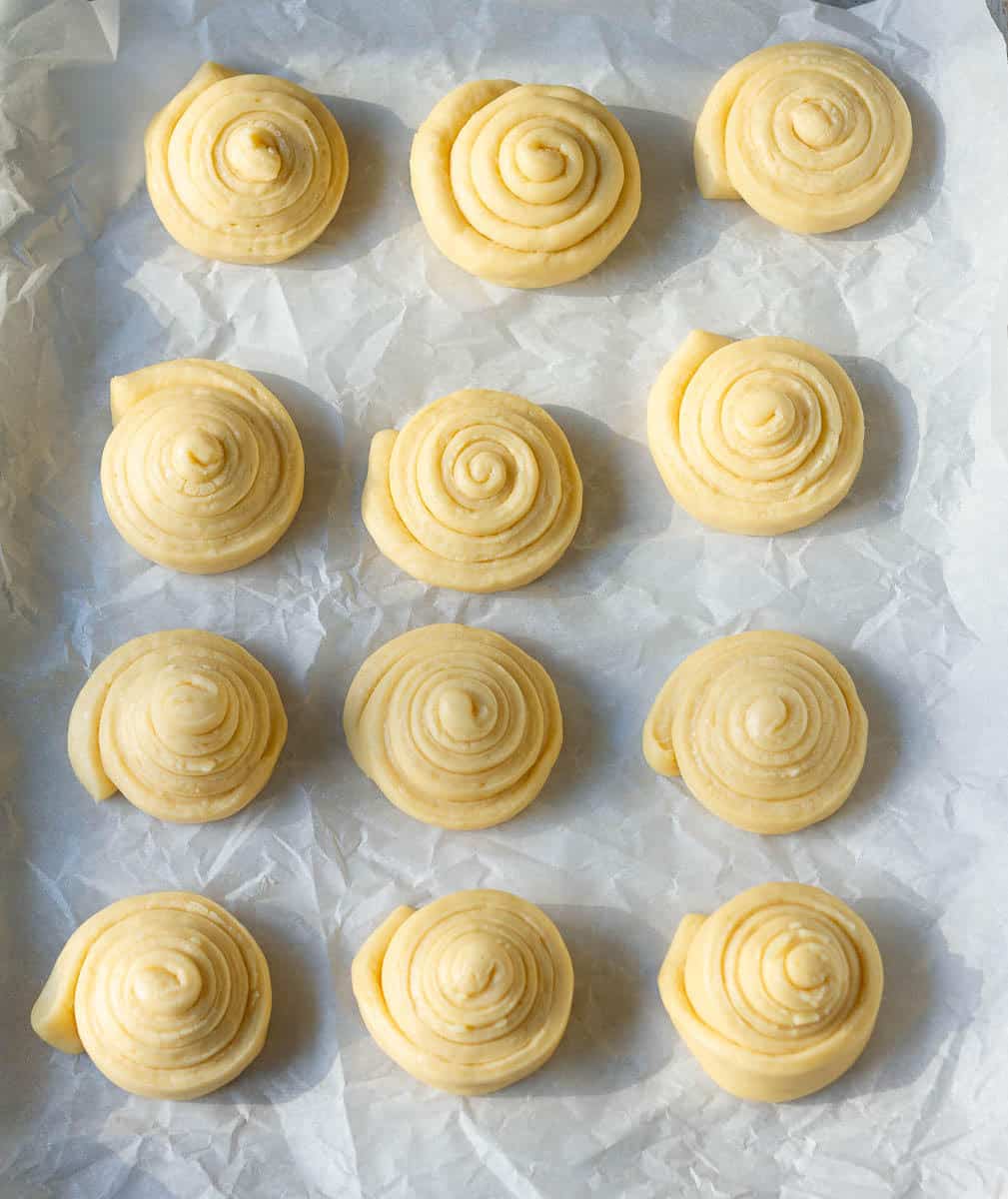 Proofed bread rolls