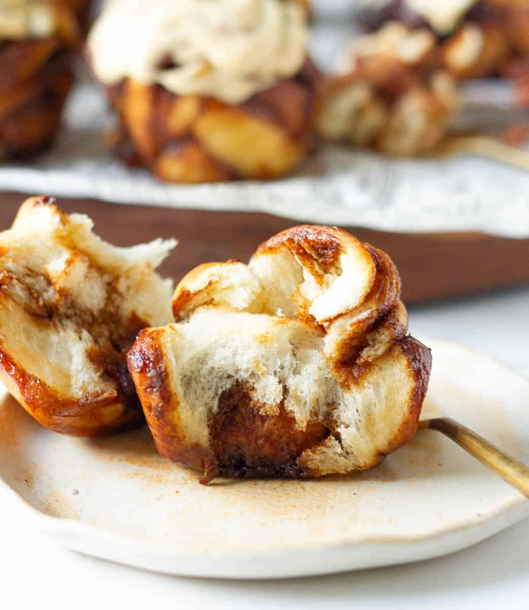Cross section of a coffee cinnamon roll