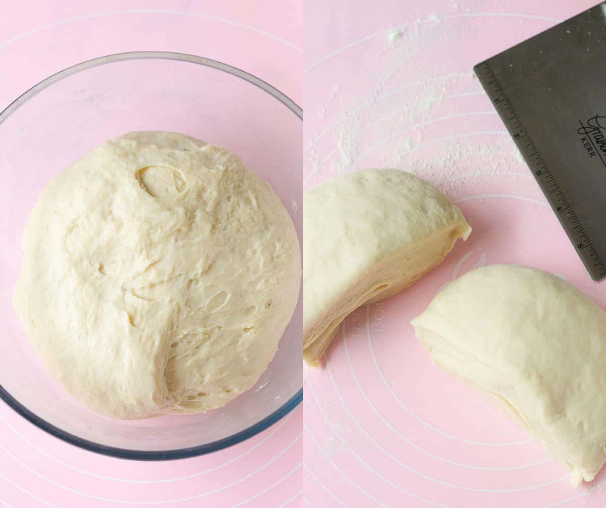 Dough divided in half