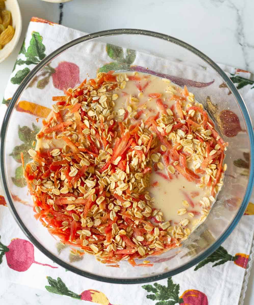 Batter for carrot cake baked oatmeal