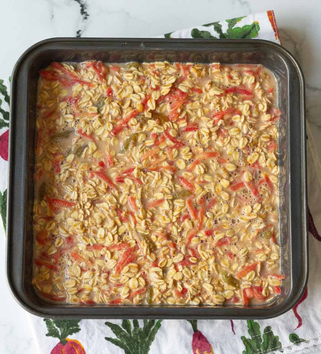 transfer the mixture in an 8" pan