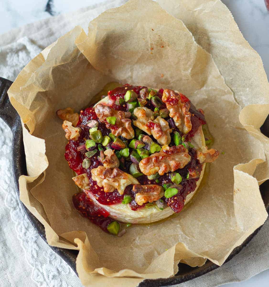 Baked Brie with fig jam and nuts