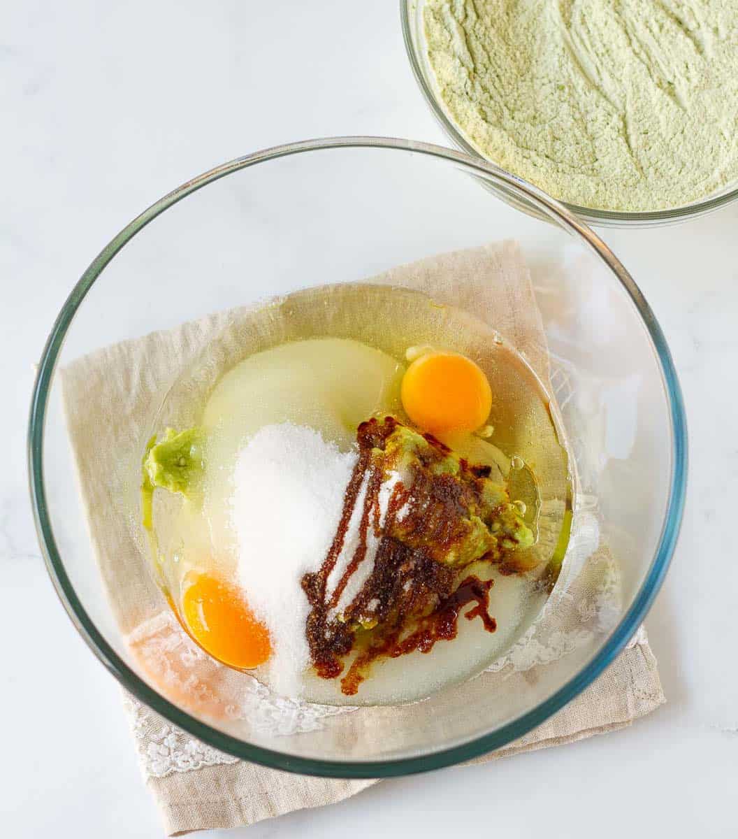 wet ingredients for avocado bread