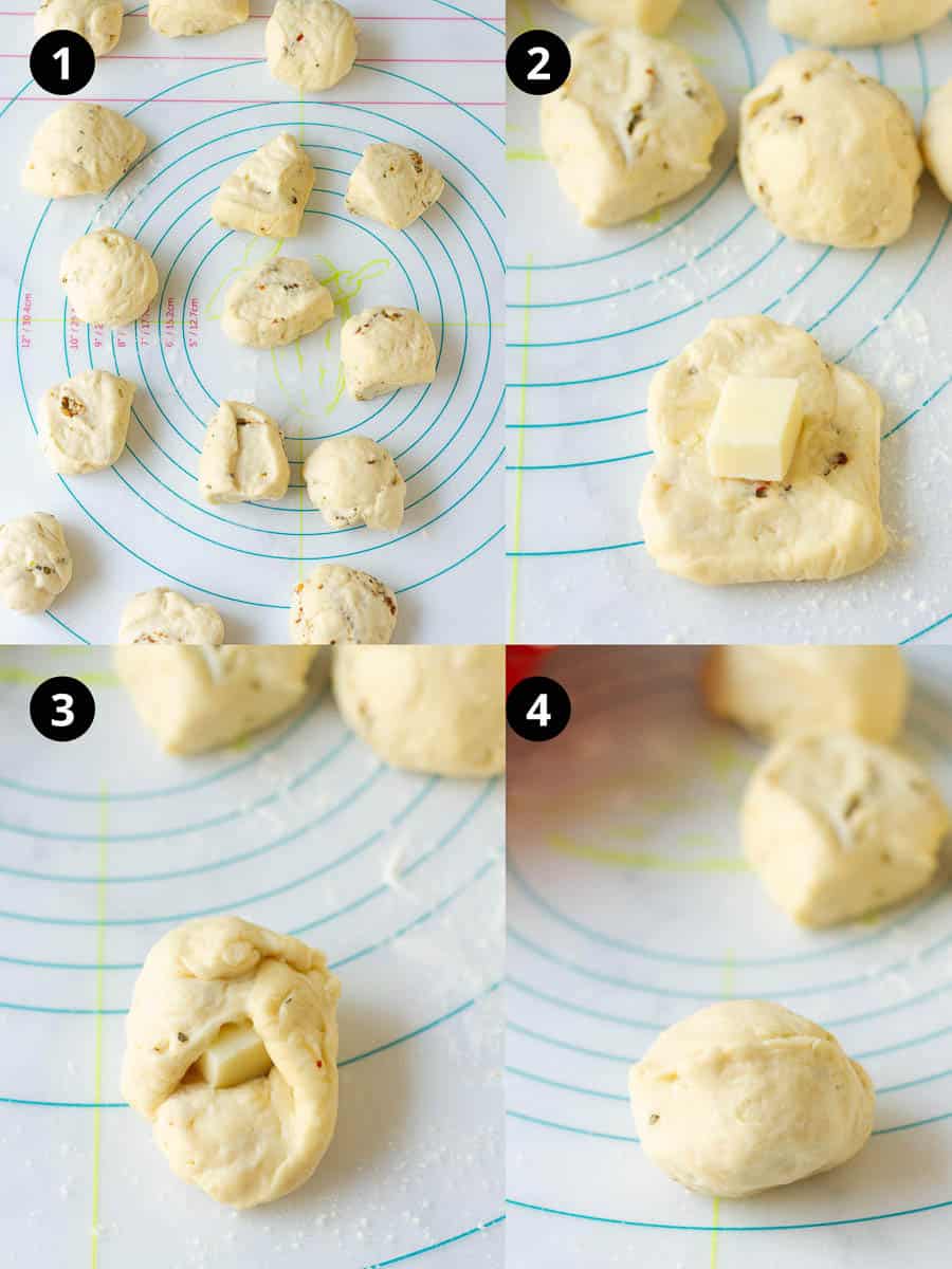 steps for making pull-apart pizza bread.
