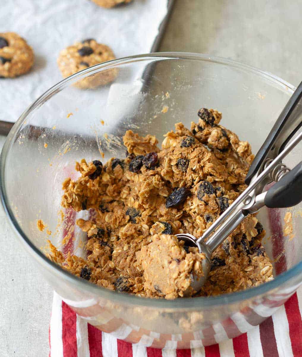 scooped out the cookie dough with a cookie scooper.