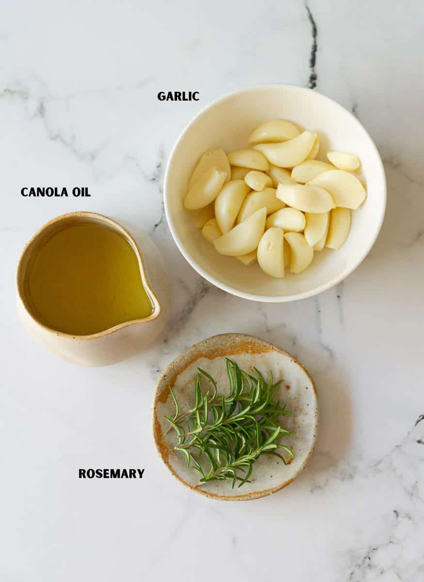 ingredients for making garlic confit