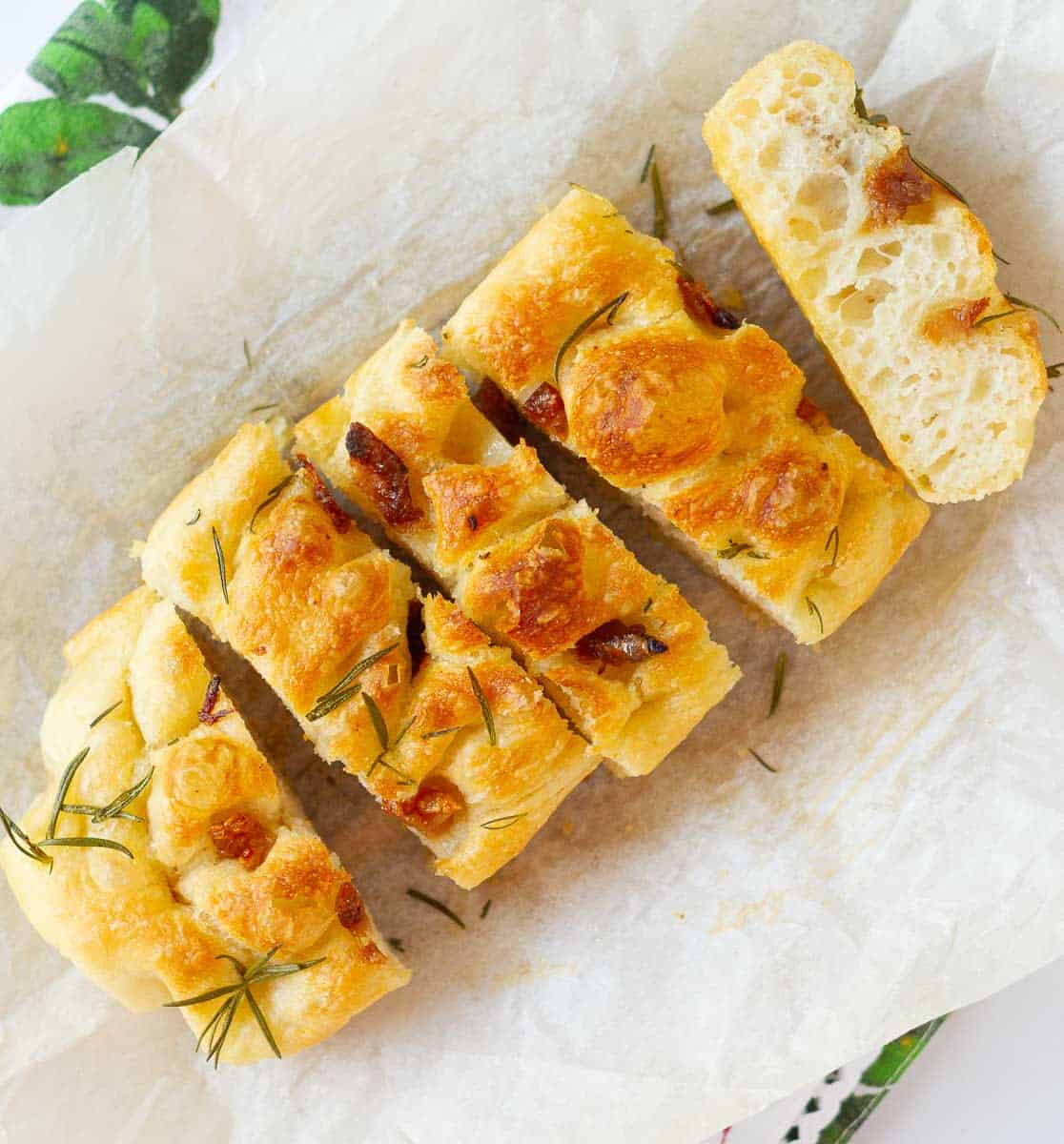 mini focaccia with garlic confit
