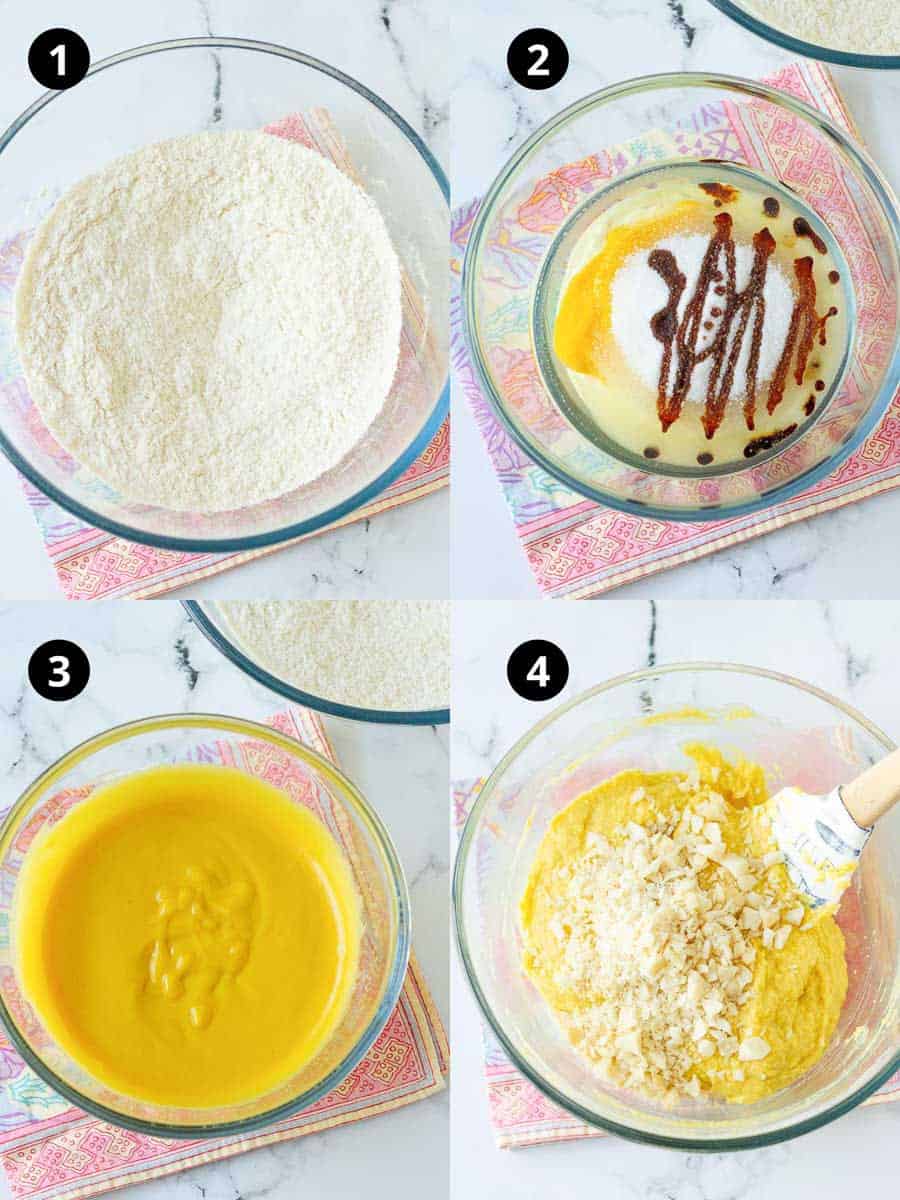 Steps for making Mango Bread.