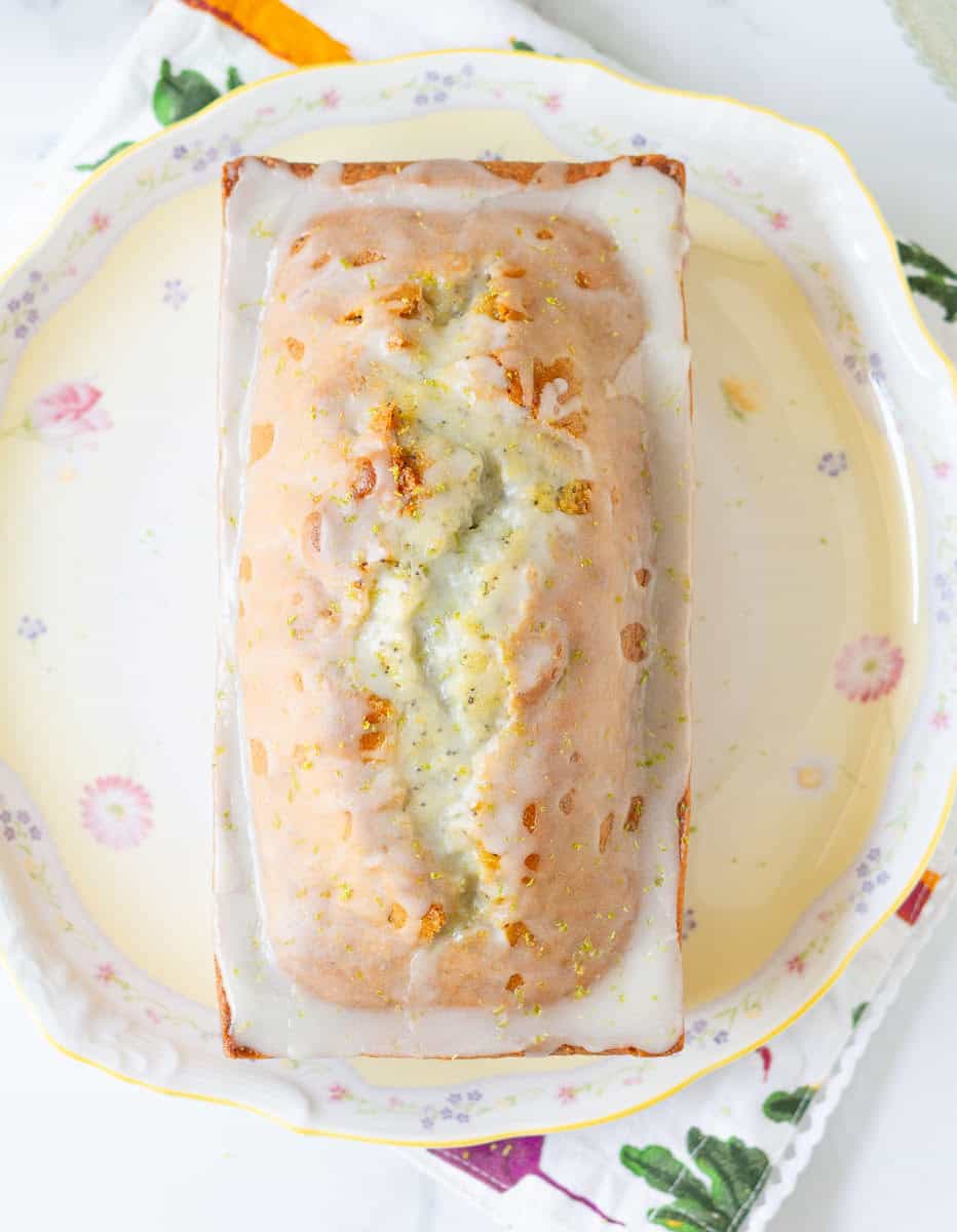 The Best Lemon Poppy Seed Bread with lemon glaze.
